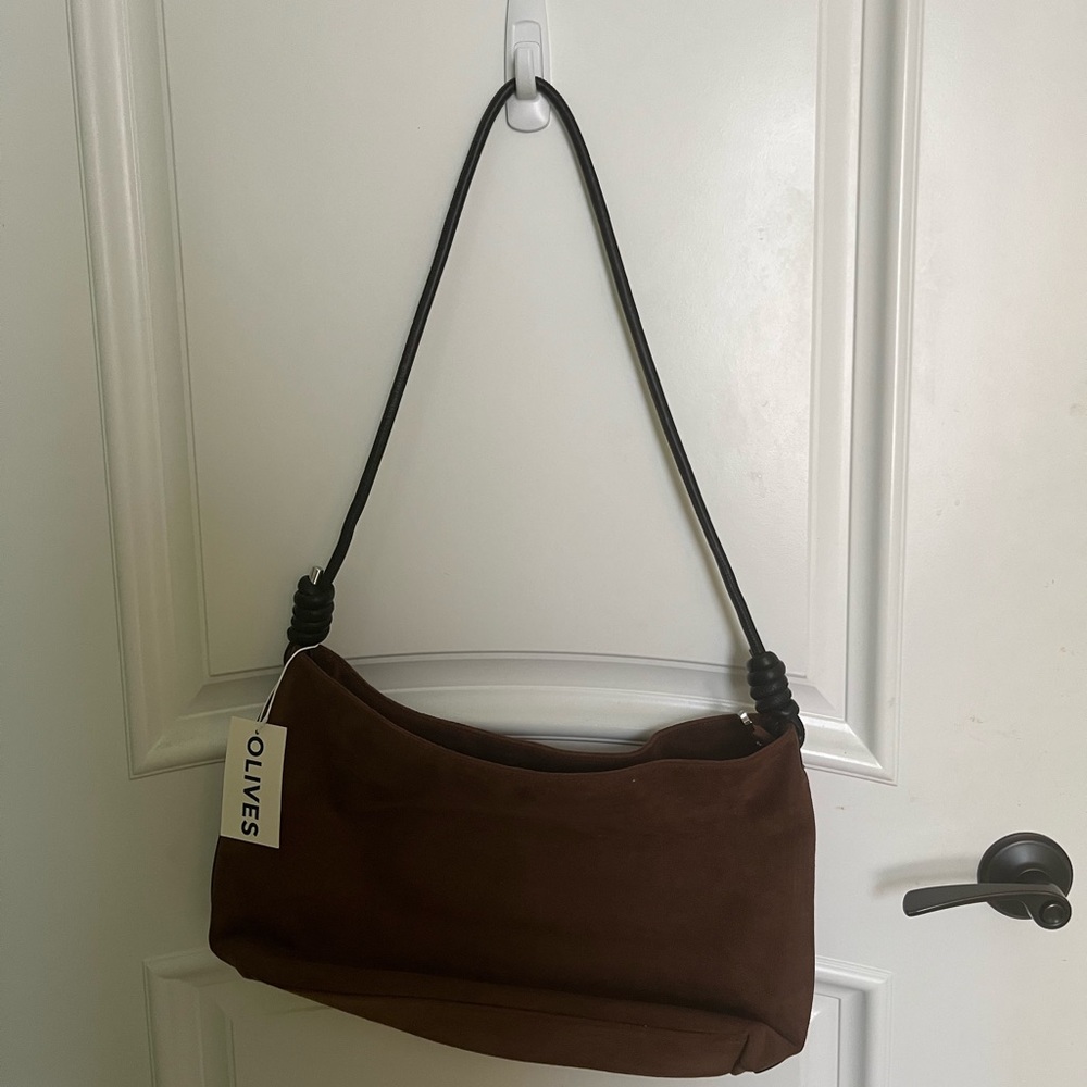 olives vegan leather brown large tote👜